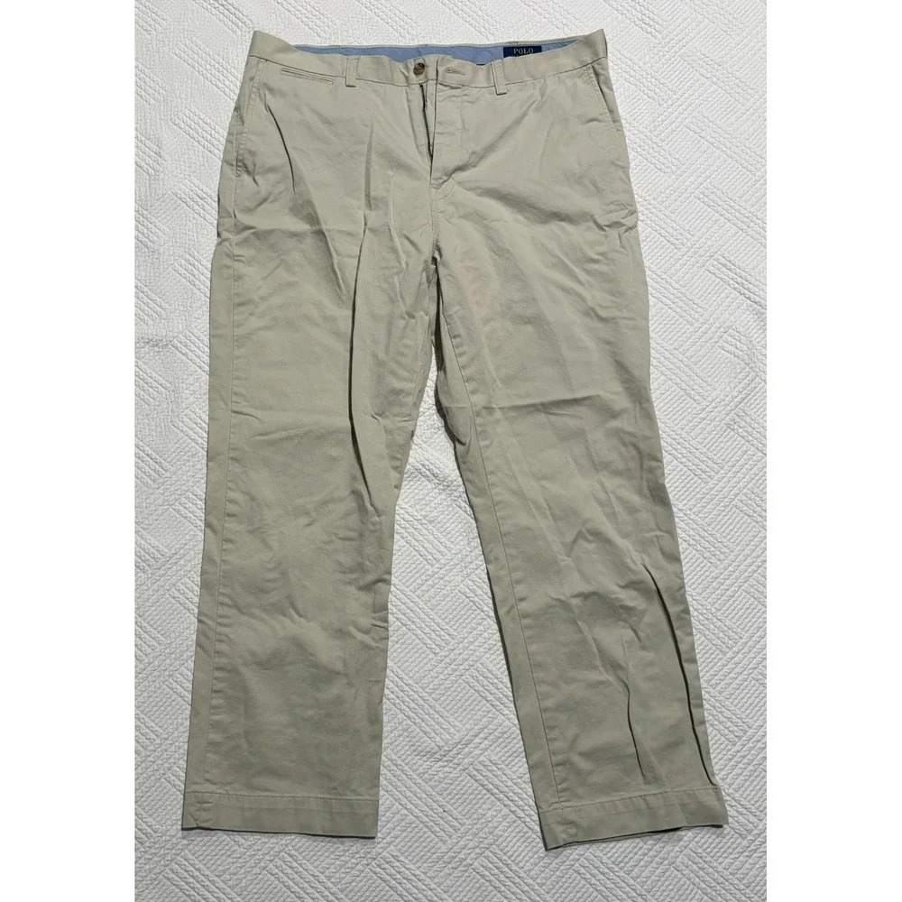 Polo Ralph Lauren Men's Tan Neutral Stretch Classic Fit Pants 36x30 Flat Front